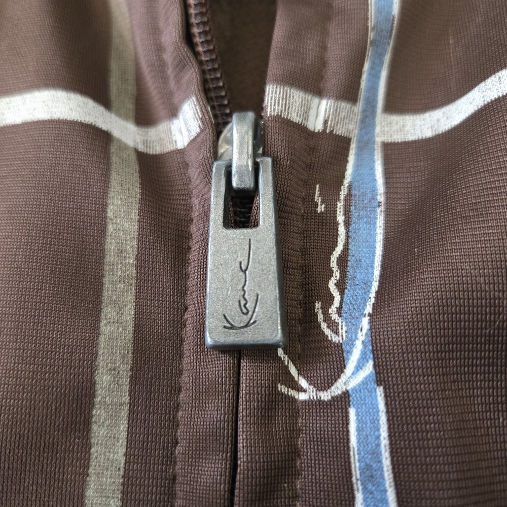 Vintage Karl Kani Track Jacket Brown Blue Grid Check Pattern Size L Large Y2K... - Picture 7 of 11
